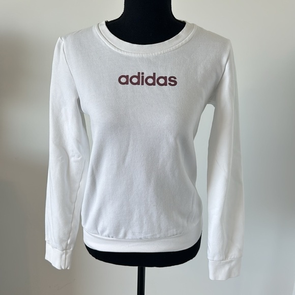 Adidas White Pull Over Crew Neck Sweater - Picture 1 of 10